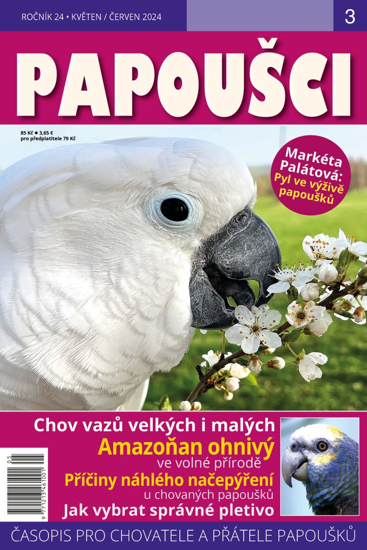 titulní strana časopisu Papoušci a jeho předplatné