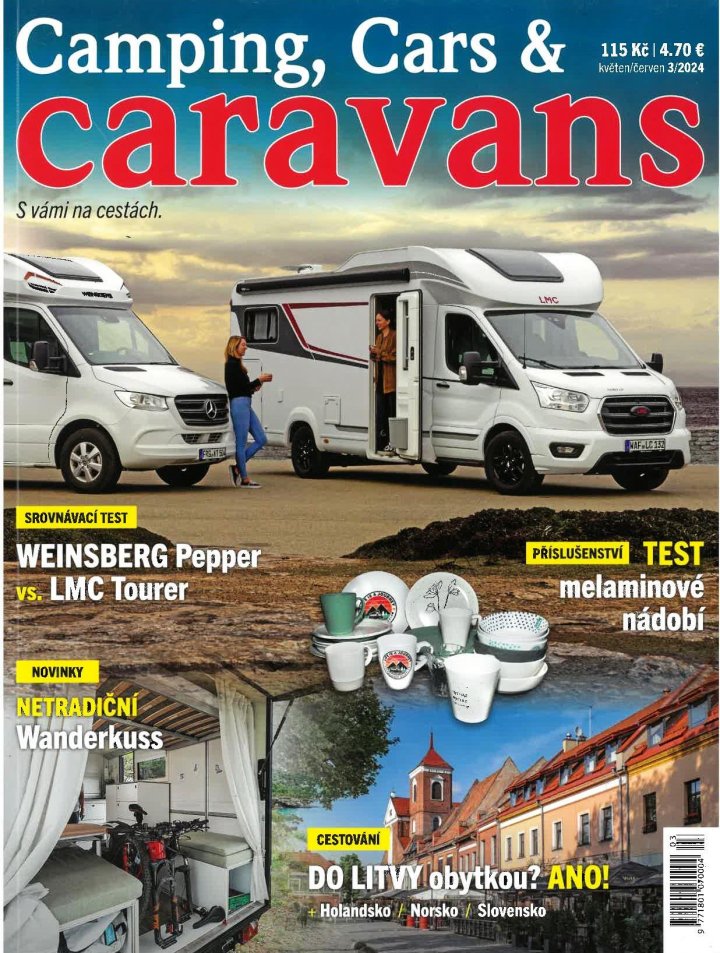 titulní strana časopisu Camping, Cars & Caravans a jeho předplatné