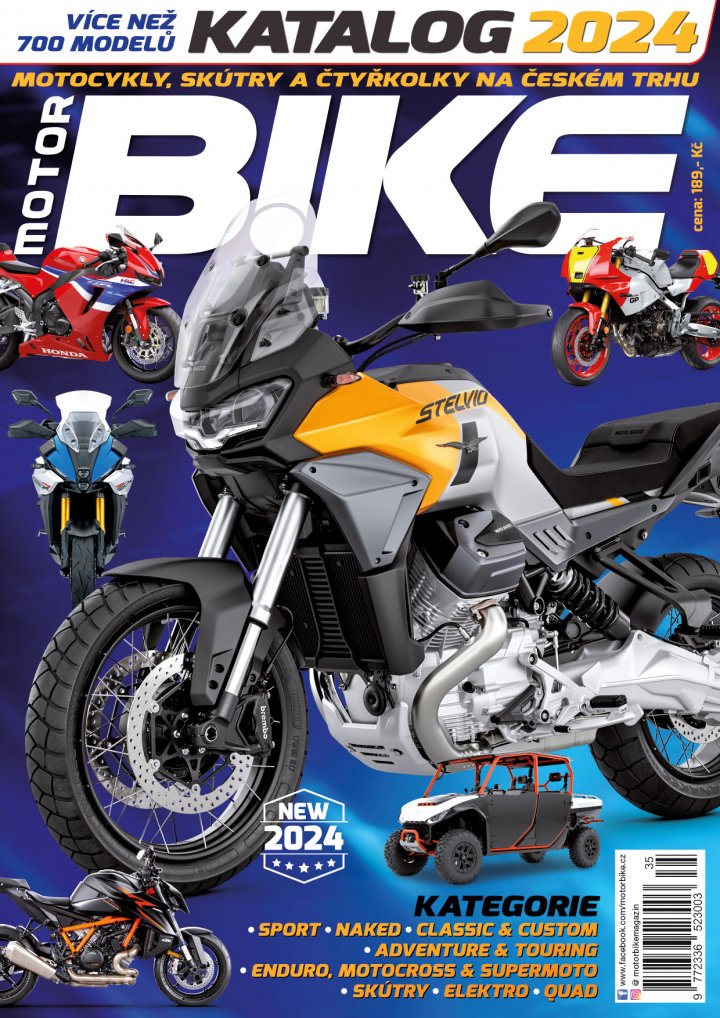 titulní strana časopisu Motorbike Katalog motocyklů, skútrů a čtyřkolek a jeho předplatné