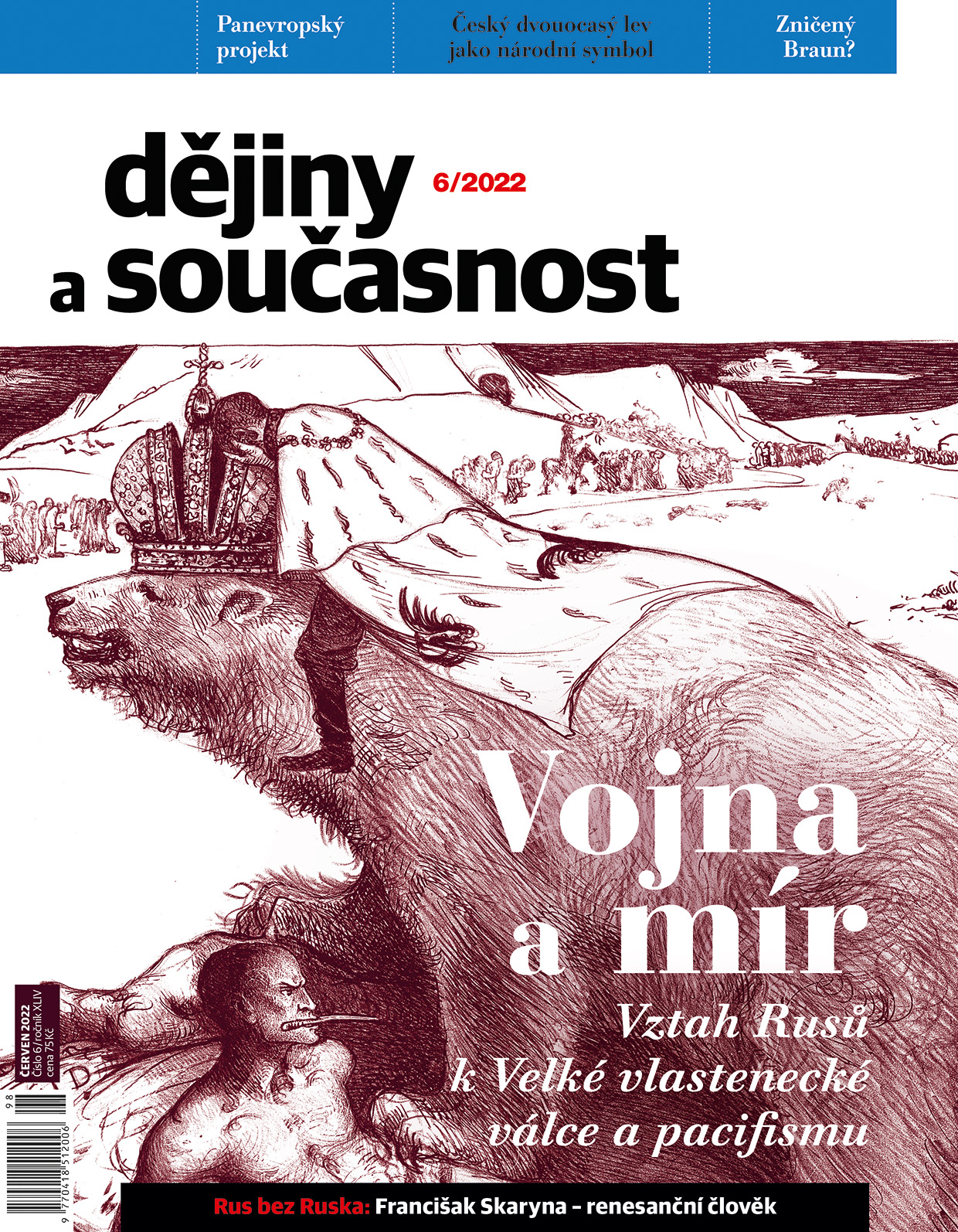 obálka časopisu Dějiny a současnost 6/2022 - Vojna a mír
