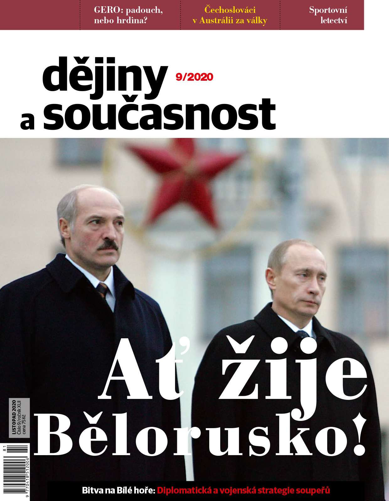 obálka časopisu Dějiny a současnost 9/2020 - Ať žije Bělorusko !
