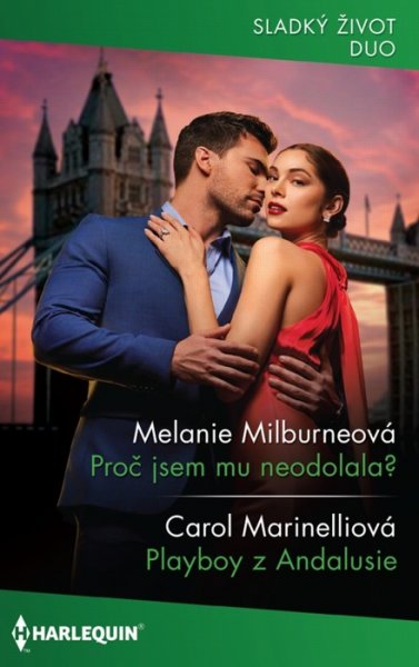 Proč jsem mu neodolala? (Melanie Milburneová) - Grayson: Když jsem zjistil, že sestra té holky, co si ji chce brát brácha, je Asleigh, musel jsem se štípnout. Zrovna Asleigh, co by mě nejradši utopila na lžičce vody.<br>
Ash: Rozhodně bych si neměla začínat nic s chlapem, co střídá ženský jak ponožky, ale kdybyste ho viděli...<br>
Grayson: Rozhodně bych si neměl začínat s ženskou, která nechápe, že vztahy na jednu noc končí ráno! Jenže kdybyste ji viděli!<br>
Ash: A tak jsem mu neodolala.<br>
Grayson: Nebo že bych neodolal já jí?!<br>
<br>
<br>
Playboy z Andalusie (Carol Marinelliová) - Estelle odhadla okamžitě, co je ten Španěl zač! Raúl se ale nemohl mýlit více, když považoval tu křehkou anglickou růži za světačku toužící po penězích, přepychu a lesku velkého světa.<br>
Kdyby to tušil... Kdyby ho byť jenom na vteřinu napadlo, jaká je pravda, nikdy by za tou tichou dívkou nepřišel se svým smělým návrhem!<br>
<br>
<br>
<br>
Kat. číslo: 393 J 06/25 <br>
Rozsah: 320 stran <br>
Cena: 150 Kč <br>
Cena pro vás: 139 Kč