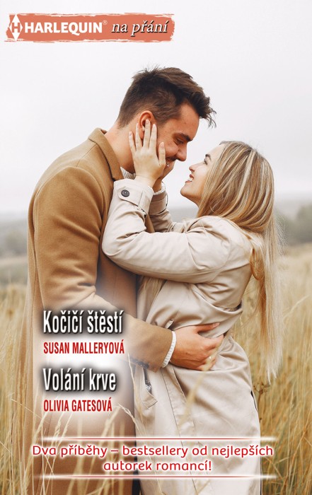 Kočičí štěstí (Susan Malleryová) - Zdá se, že Willow, prostřední z trojice sester Nelsonových, snad ani mezi ně nepatří. Připadá jí, že zdaleka není tak chytrá a krásná jako ony, a ještě ke všemu má smůlu na muže. O tom, že je po mnoha stránkách výjimečná, ji přesvědčí až nebezpečně přitažlivý Kane Danninson. Ten však má jednu zásadu – žádné vztahy! Že by i tentokrát Willow sáhla vedle? Nebo Kane prohlédne a překoná svou temnou minulost?<br>
<br>
Volání krve (Olivia Gatesová) - Princ Faríd pomalu ztrácel naději, jeho pátrání ve Spojených státech po manželce a dítěti zemřelého bratra bylo přes všechnu snahu marné. Když ho s prosbou o pomoc vyhledala překrásná Gwen, Farídovi se ulevilo, že se nejedná o bratrovu partnerku. Chtěl totiž Gwen sám pro sebe. Jenže tuhle dívku však tížila příliš velká a důležitá tajemství! Tajemství, která znal sám Farídův otec, král...<br>
<br>
Kat. číslo: 458 H 06/23 <br>
Rozsah: 320 stran <br>
Cena: 150 Kč <br>
Cena pro vás: 139 Kč