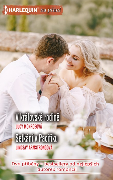 V královské rodině (Lucy Monroeová) - Pro korunního prince Claudia byly požadavky, jaké musí splňovat jeho manželka, naprosto jasné. Musí být krásná, vzdělaná, musí mu být oporou… a musí království dát dědice. Jeho vyvolená, Therese, kterou si vzal za ženu, se jevila jako ideální. Jenom ale do určité chvíle! Proč chce Therese náhle opustit svého manžela, přestože ji stále přitahuje?<br>
<br>
Setkání v Pacifiku (Lindsay Armstrongová) - Maisie nebo Mairead? Obyčejná dívka, která učí děti brnkat stupnice, nebo okouzlující hvězda pódia? To jsou dvě tváře téže ženy a obě sebejistého australského obchodníka Rafaela přitahují. Hříčkou osudu je však svedl dohromady Rafaelův tajemný dvojník, který Maisii využil a přivedl do jiného stavu. Bude Rafe milovat ženu, která čeká dítě s jiným? S mužem, který ho odjakživa nenáviděl?<br>
<br>
Kat. číslo: 454 H 04/23 <br>
Rozsah: 320 stran <br>
Cena: 150 Kč <br>
Cena pro vás: 139 Kč
