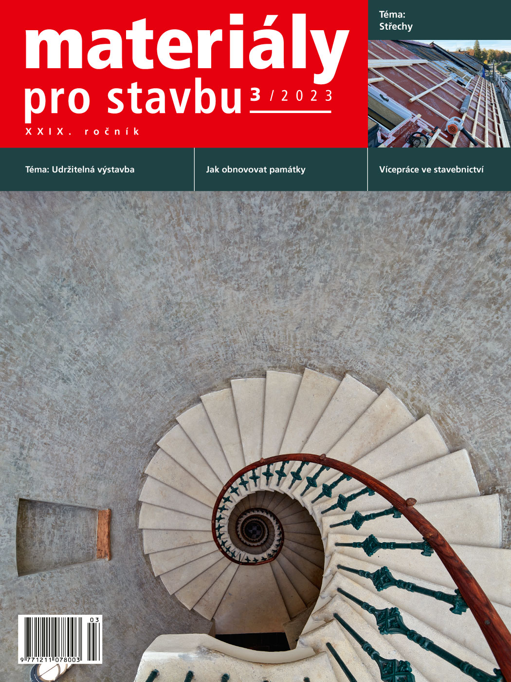 obálka časopisu Materiály pro stavbu 3/2023