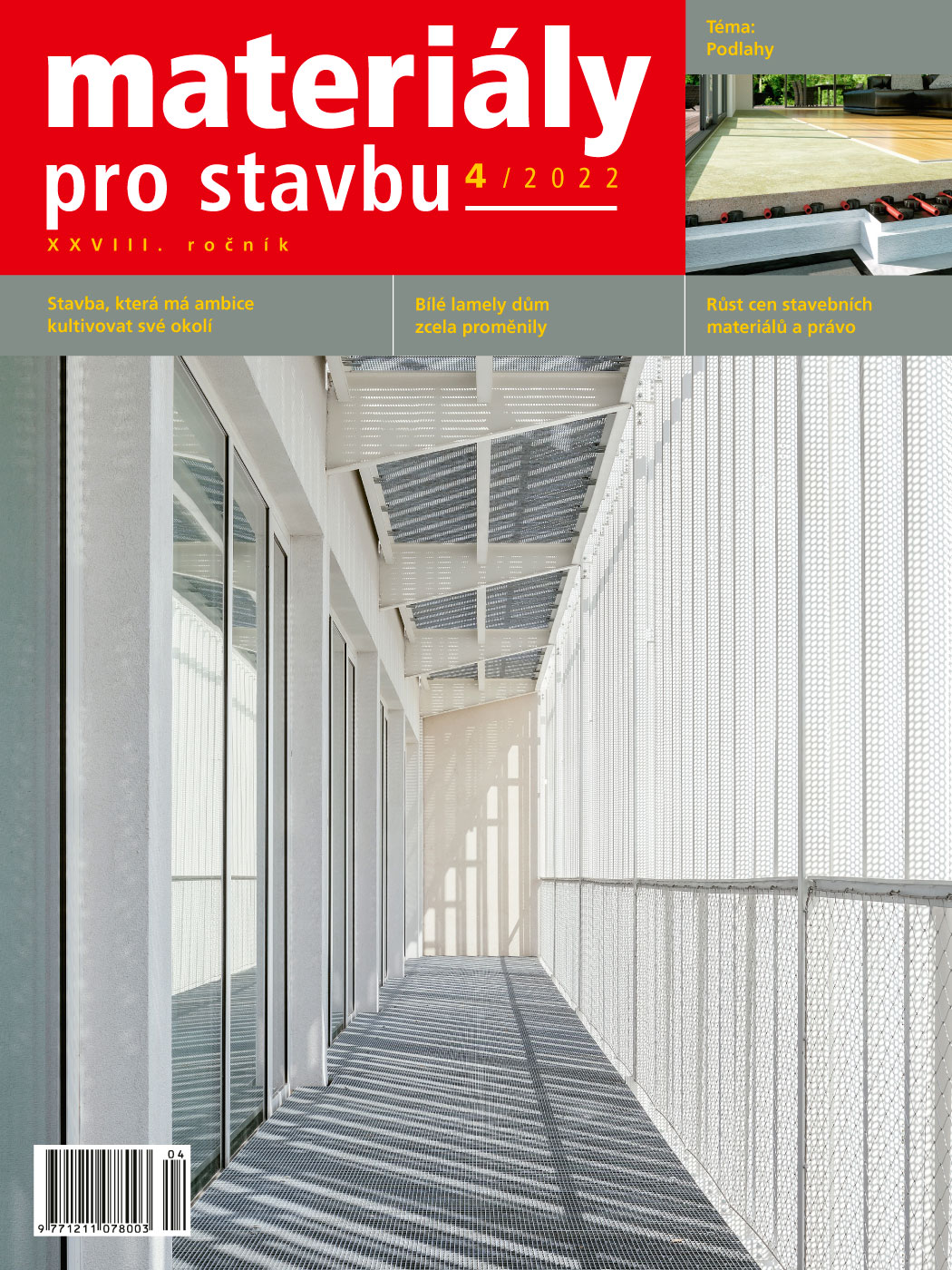 obálka časopisu Materiály pro stavbu 4/2022