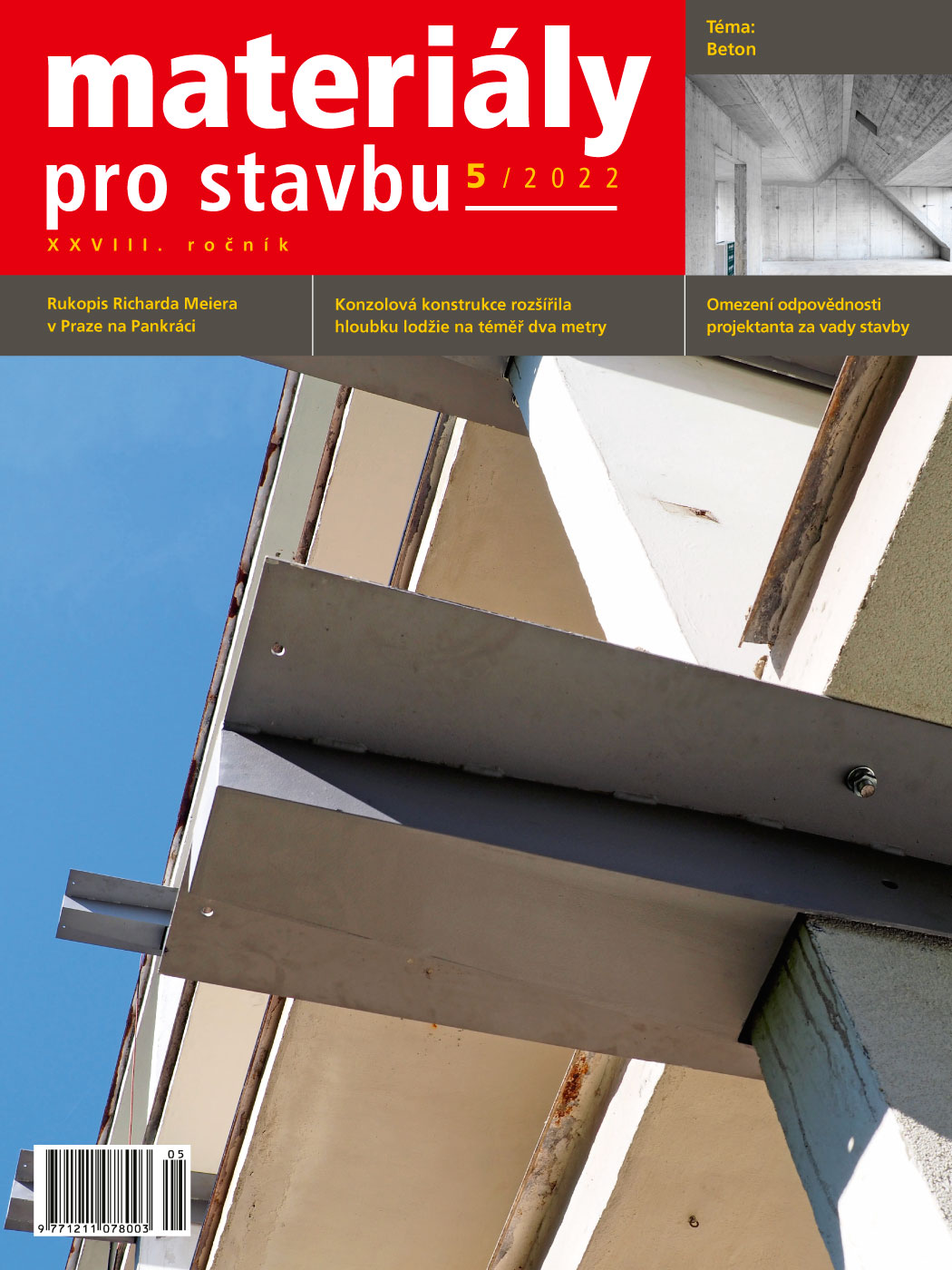 obálka časopisu Materiály pro stavbu 5/2022