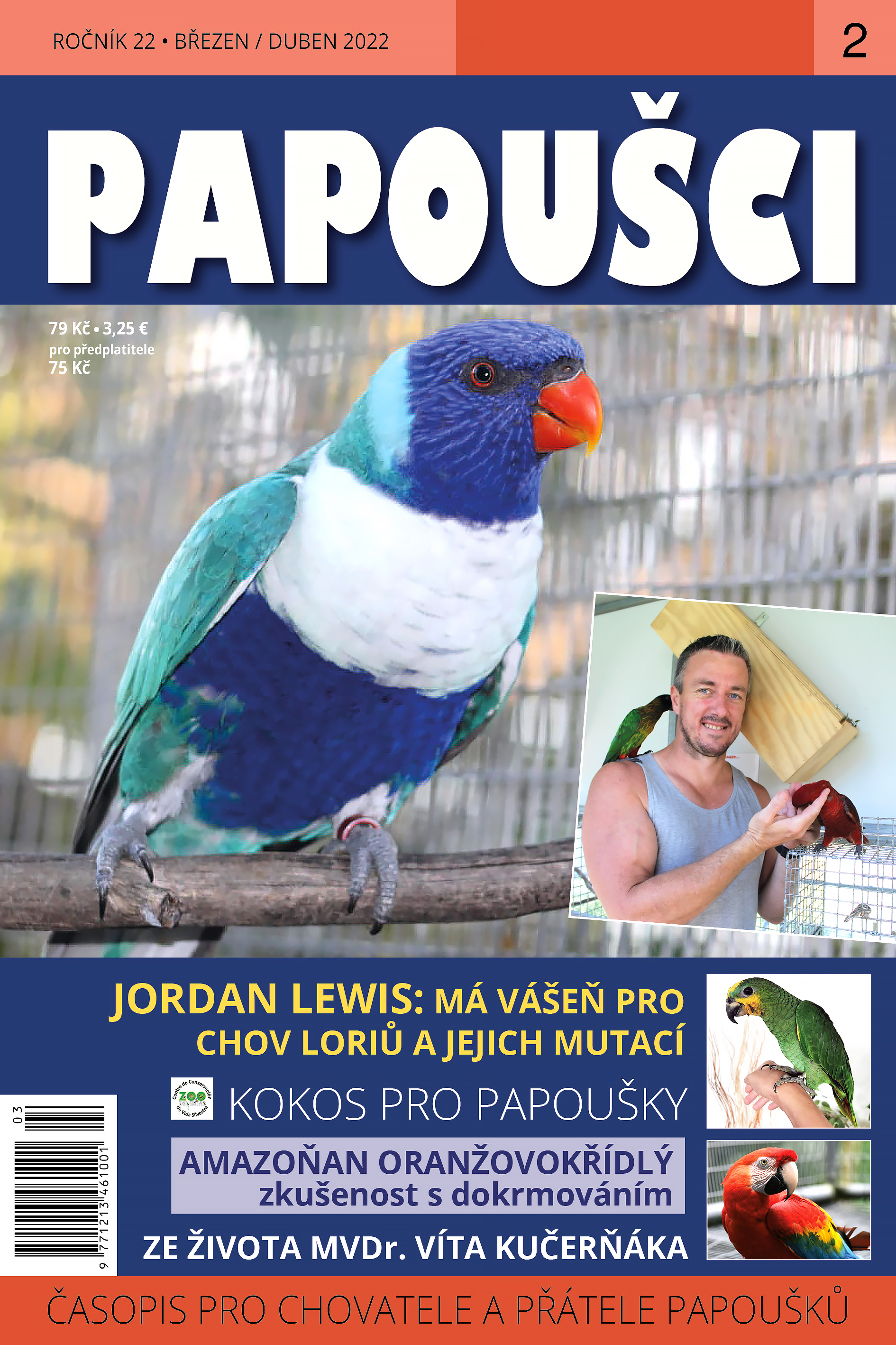 obálka časopisu Papoušci 2/2022