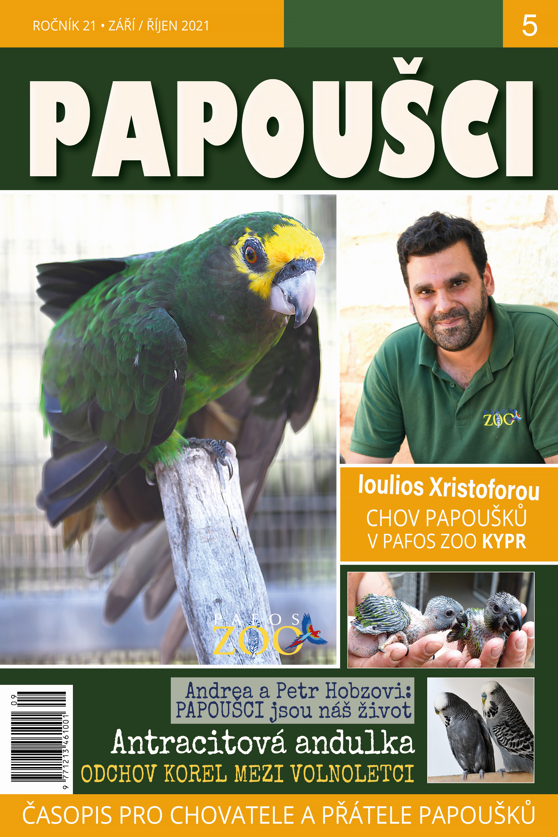 obálka časopisu Papoušci 5/2021