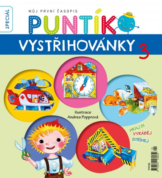 12 modelů vystřihovánek vybraných z Puntíků. Najdete zde oblíbenou vystřihovánku domečku s několika místnostmi a nábytkem. Nechybí dopravní prostředky jako vláček, automobil či sněžná rolba. Nejen holčičky potěší i vystřihovací oblečky. Součástí jsou také veselé karnevalové masky, které doposud v časopise nevyšly.
