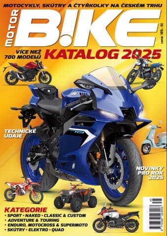 titulní strana časopisu Motorbike Katalog motocyklů, skútrů a čtyřkolek a jeho předplatné