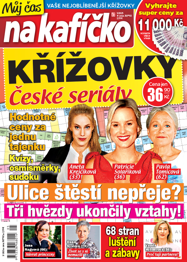 titulní strana časopisu Křížovky České seriály - Můj čas na kafíčko a jeho předplatné