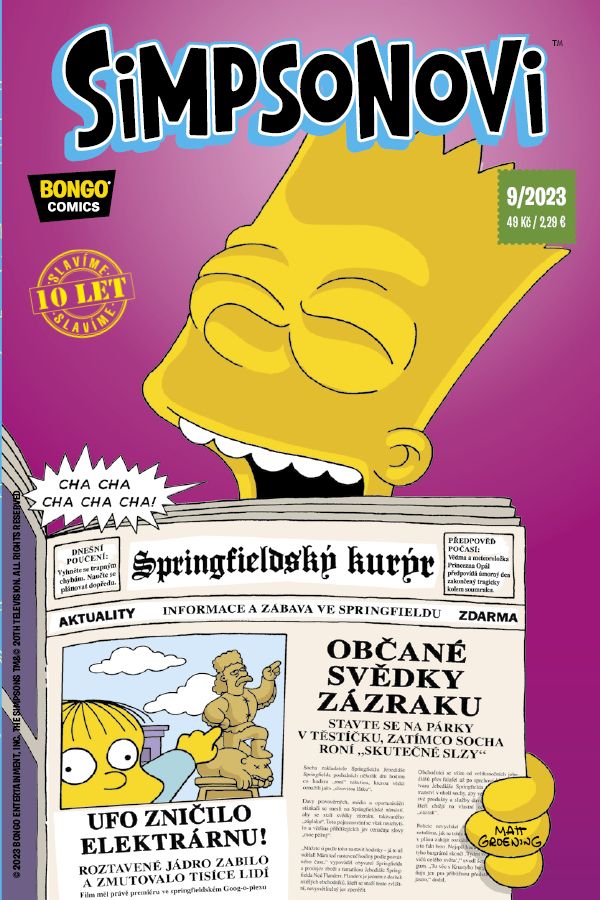 titulní strana časopisu Simpsonovi a jeho předplatné