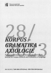 obálka časopisu Korpus - gramatika - axiologie