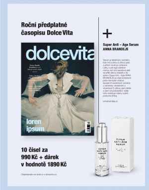 K ročnímu předplatnému za 990 Kč získáte Super Anti - Age Serum ANNA BRANDEJS v hodnotě 1890 Kč. Nabídka platí do vyčerpání zásob!