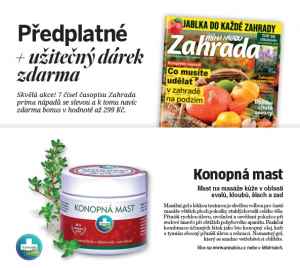 Dárek pro nové předplatitele -  Konopná mast (mast na masáže kůže v oblasti svalů, kloubů, šlach a zad) v hodnotě 299 Kč. 