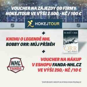 Dárek za roční předplatné -  Trojí dárek pro fandy NHL - Kniha Bobby Orr + poukaz na zájezd od firmy Hokejtour v hodnotě 2.500 Kč + poukaz Fanda NHL v hodnotě 250 Kč  