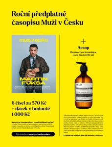 K ročnímu předplatnému za 570 Kč získáte Aesop Resurrection Aromatique Hand Wash v hodnotě 1000 Kč. Nabídka platí do vyčerpání zásob!