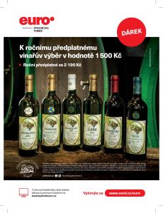 K ročnímu předplatnému za 2190 Kč získáte vinařův výběr z vinařství Valihrach 1500 Kč. Nabídka platí do vyčerpání zásob! Dárek je zasílán přímo z redakce kurýrem.