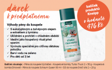 K ročnímu předplatnému obdržíte  Balíček produktů Kniepp v hodnotě 476 Kč.  Obsah balíčku:
 1. Pěna do koupele Kýcháček
 2. Koupelové bomby Turbo Truck 2 × 50 g
 3. Koupelová bomba Dinowelt 
 4. Pěna do koupele Schaum Queen 50 ml 
 5. Sůl do koupele Dračí síla 2 × 20 g