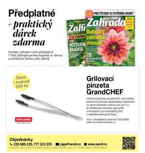 Dárek pro nové roční předplatitele -  Grilovací pinzeta GrandCHEF. Dárek v hodnotě 349,- Kč.
 Akce platí do vyčerpání zásob. 
   Bonus je odesílán na plátce. b
