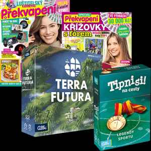 Předplaťte si Překvapení včetně 10 speciálů na rok 
a získejte hry Terra Futura a Tipni si! Na cesty od Albi v hodnotě 1 148 Kč.


Terra Futura
Terra Futura je minimalistická a rychlá engine-building karetní hra, ve které se hráči přenesou do budoucnosti. 
Budují města a průmysl a snaží se dosáhnout co největší produkce, aniž by přitom svoji krajinu příliš znečistili. 



Tipni si! Legendy sportu
Baví vás párty hra Tipni si!, nebo zvažujete její pořízení?
Pak je přesně pro vás vhodná její cestovní verze - Tipni si! Na cesty. 
Praktické cestovní balení hry nabízí nové téma Legendy sportu. 



Více na www.albi.cz.




Neváhejte a objednávejte ihned. 
Nabídka platí jen do vyčerpání zásob dárků. 
Dárky vám rezervujeme dva týdny od objednání předplatného (do té doby je třeba předplatné uhradit). 
Dárky zasíláme do 30 dnů od zaplacení na adresu plátce - jako balík na poštu.
Nabídka platí pouze pro předplatné doručované do České republiky.


Předplatné je na 12 měsíců, součástí předplatného je i 10 speciálů.
