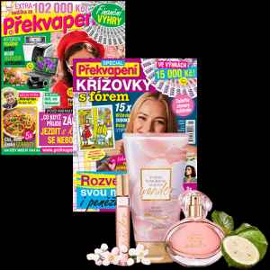 Předplaťte si Překvapení včetně 8 speciálů na rok 
a získejte voňavou sadu TTA Wonder od Avon v hodnotě 887 Kč.


Sada TTA Wonder
Objevte novou vůni TTA Wonder z oblíbené řady vůní Today. Tomorrow. Always, 
která symbolizuje rozkvétající lásku díky své svěží vůni poupat pomerančovníku, která se skvěle mísí s jiskřivým bergamotem a hřejivými tóny cedrového dřeva. 
Touto nádhernou květinovou vůní si přivodíte jarní náladu a zkrátíte si tak čekání na májovou romanci. 
Více na Avon.cz.

Sada TTA Wonder obsahuje vůni EDP (50 ml), miniaturu (10 ml) a tělové třpytivé mléko (150 ml).






Neváhejte a objednávejte ihned. 
Nabídka platí jen do vyčerpání zásob dárků. 
Dárky vám rezervujeme dva týdny od objednání předplatného (do té doby je třeba předplatné uhradit). 
Dárky zasíláme do 30 dnů od zaplacení na adresu plátce - jako balík na poštu.
Nabídka platí pouze pro předplatné doručované do České republiky.


Předplatné je na 12 měsíců, součástí předplatného je i 8 speciálů.


Elektronická verze časopisu je k tištěné verzi zcela ZDARMA.
Registrujte se na www.Mojepredplatne.cz a čtěte svůj oblíbený titul až na 4 zařízeních v E-KNIHOVNĚ.